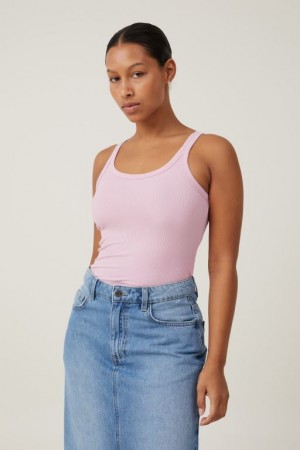 Cotton On Staple Rib Scoop Neck Women's Tanks Roseberry | s8P9SfBBaxr