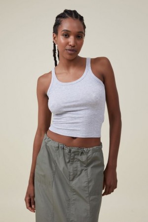 Cotton On Staple Rib Scoop Neck Women's Tanks Grey | 16nGoL0C00F