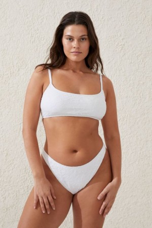 Cotton On Straight Neck Crop Women's Bikini Tops Cream | 1PZOCxwBvn3