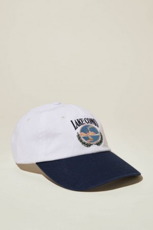Cotton On Strap Back Dad Men's Caps White / Navy | ADRaby3pSZB