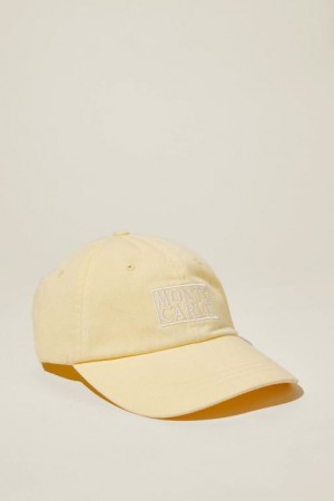 Cotton On Strap Back Dad Men's Caps Yellow | nILJT19P2RL