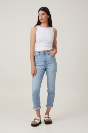 Cotton On Stretch Mom Jean Women's Pants Blue | PXPzvecHxia