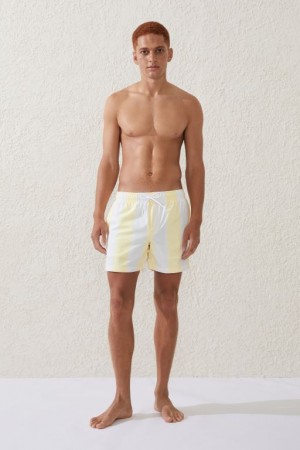 Cotton On Stretch Swim Men's Shorts Lemon Stripes | iobFRRjQDq8