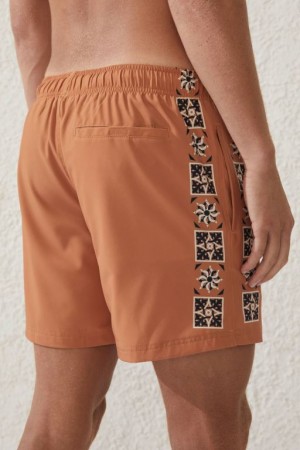 Cotton On Stretch Swim Men's Shorts Orange | UyaAYXZKsPB