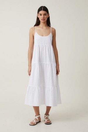 Cotton On Summer Tiered Women's Maxi Dress White | nq3HgOH5y07