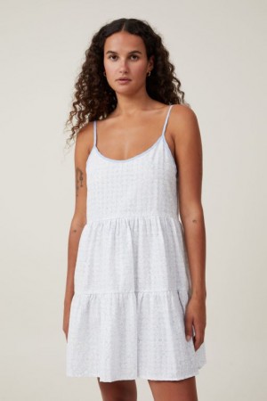 Cotton On Summer Tiered Women's Mini Dress Blue | 9KMKBgdDn6k