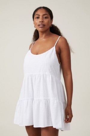 Cotton On Summer Tiered Women's Mini Dress White | LilwVPRQ9R8