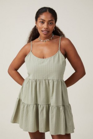 Cotton On Summer Tiered Women's Mini Dress Olive | 0um16g4k0rm