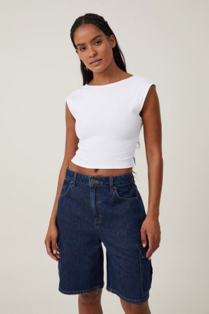 Cotton On Super Baggy Cargo Denim Jort Women's Shorts Blue | 0pwtli5adXz
