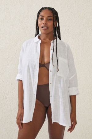 Cotton On Swing Beach Women's Shirts White | 4ZasxFmo1fp