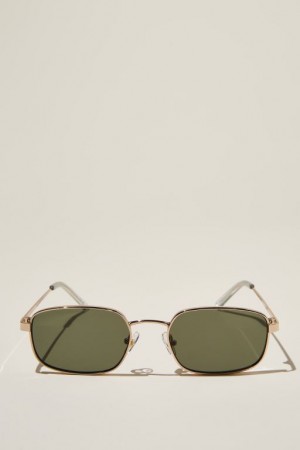 Cotton On Taylor Metal Women's Sunglasses Gold / Dark Green | kjybeEQZRdL