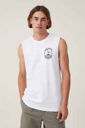 Cotton On Tbar Muscle Men's Graphic T-Shirts White | cOOY1pYJYU4