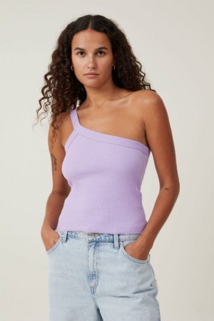 Cotton On The 91 One Shoulder Women's Tanks Purple | nQVTDQrlDCr