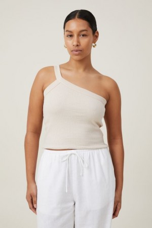 Cotton On The 91 One Shoulder Women's Tanks Grey | HbTV7mvd0RC