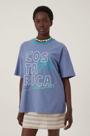 Cotton On The Boxy Graphic Women's Graphic T-Shirts Blue | IEklkdPc8Hj