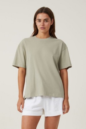 Cotton On The Boxy Oversized Women's T Shirts Olive | amPvSpb4gUZ