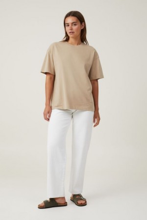 Cotton On The Boxy Oversized Women's T Shirts Grey Brown | BCal1wESgfd