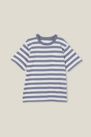 Cotton On The Eddy Essential Short Sleeve Boys' T Shirts Grey / Light Yellow Stripes | 6HaElNQ6exC