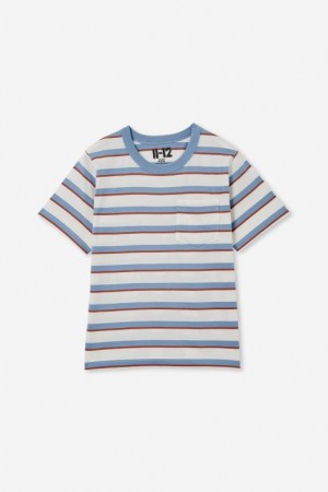 Cotton On The Eddy Essential Short Sleeve Boys' T Shirts Blue / Light Yellow Stripes | NjZGZdXNaBA