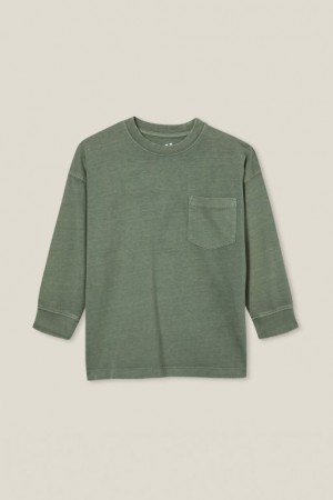 Cotton On The Essential Long Sleeve Boys' T Shirts Green Wash | M2zEbODBQMi