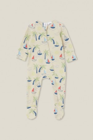 Cotton On The Long Sleeve Zip Baby Rompers Rainy | W7B7NOL1YqP
