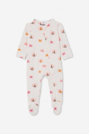 Cotton On The Long Sleeve Zip Baby Rompers Light Yellow | 19IsKNSdIqv
