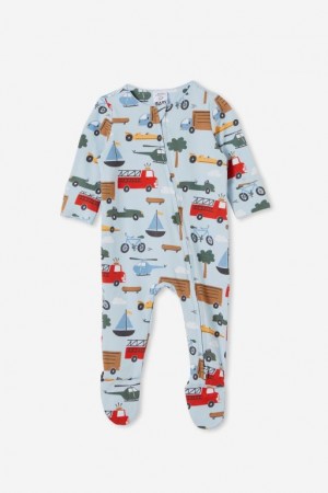 Cotton On The Long Sleeve Zip Baby Rompers Blue | o4Dqx0tHLg6