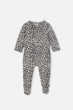 Cotton On The Long Sleeve Zip Baby Rompers Caramel | QaFSPi2vBb0
