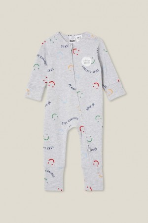 Cotton On The Long Sleeve Zip Footless Baby Rompers Cloud | 7BiQYwKZgjw