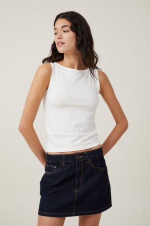 Cotton On The One Basic Boat Neck Women's Tanks White | 5JG2HHrQaf6