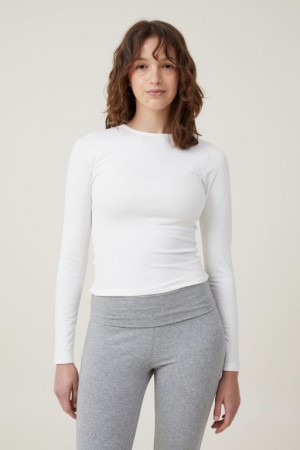 Cotton On The One Basic Crew Neck Top Women's Long Sleeve White | VhseI3Vv8x6