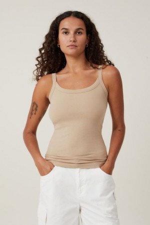 Cotton On The One Basic Scoop Neck Women's Cami Grey Brown | GAKpGzbrGXs