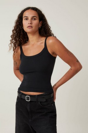 Cotton On The One Basic Scoop Neck Women's Cami Black | p3RAInjxOOV