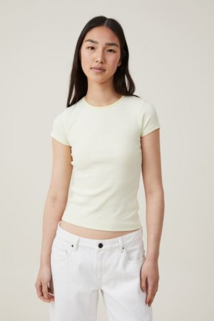 Cotton On The One Organic Rib Crew Short Sleeve Women's T Shirts Stripes / White | 9gRBJnuCBmc