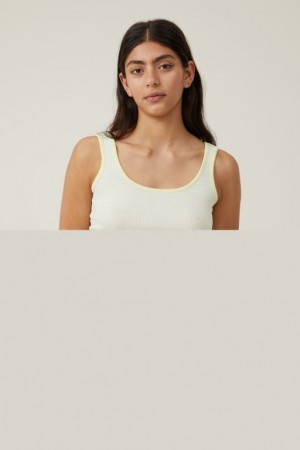 Cotton On The One Organic Rib Crop Women's Tanks Stripes / White | VWGhp4v1ceG