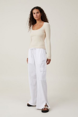 Cotton On The One Organic Variegated Rib Scoop Women's Long Sleeve Grey | QSdu2usgSEq