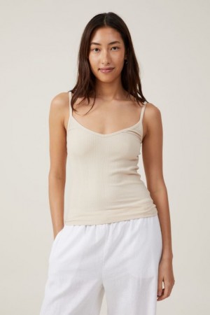 Cotton On The One Organic Variegated Rib V Neck Women's Cami Grey | hMgFnzS6ebC