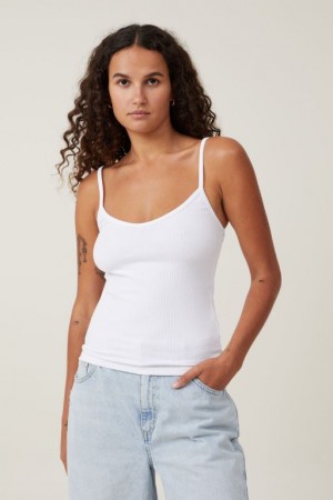 Cotton On The One Organic Variegated Rib V Neck Women's Cami White | GMPwcxPyLvT