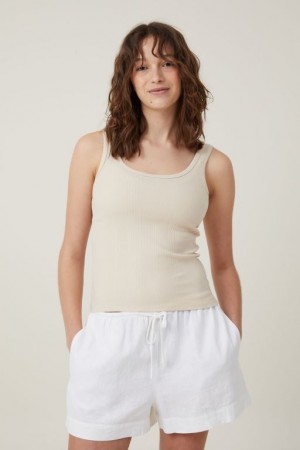 Cotton On The One Organic Variegated Rib Scoop Neck Women's Tanks Grey | xj1W2B74d8A