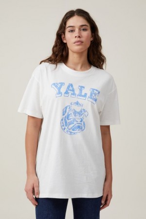 Cotton On The Oversized Graphic License Women's Graphic T-Shirts White | LBjZPLkIKLY