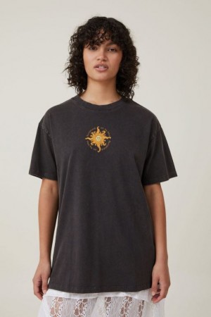 Cotton On The Oversized Graphic Women's Graphic T-Shirts Black | OfSwqYtJOT2