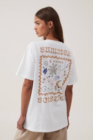 Cotton On The Oversized Graphic Women's T Shirts White | eHFPlvG5TFb