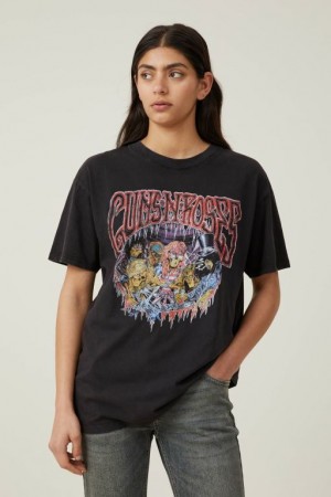 Cotton On The Oversized Guns N Roses Women's Graphic T-Shirts Black | delJFP2bdpD