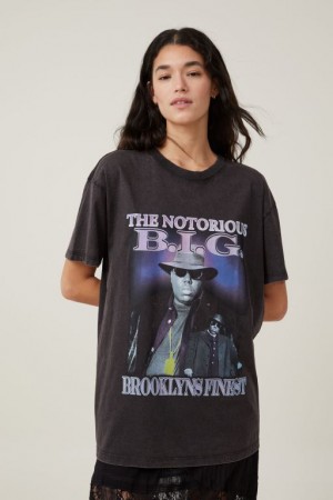 Cotton On The Oversized Hip Hop Women's Graphic T-Shirts Black | iQ4thHkqpke