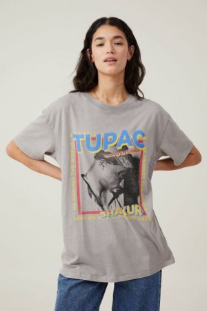 Cotton On The Oversized Hip Hop Women's Graphic T-Shirts Grey | xK1fwx9mo8S