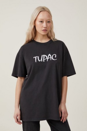 Cotton On The Oversized Hip Hop Women's Graphic T-Shirts Black | 8p7hauQwxrW