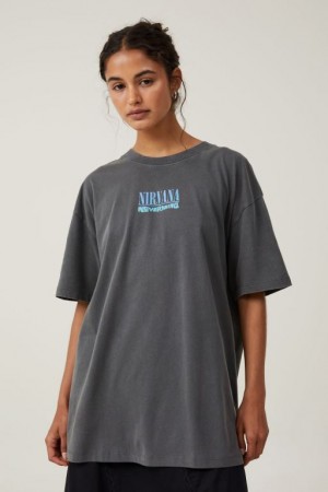 Cotton On The Oversized Nirvana Women's Graphic T-Shirts Lcn | M91MEL5FohD