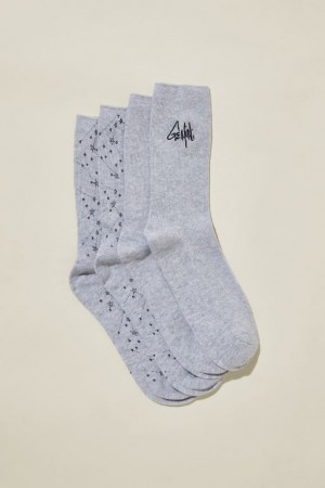 Cotton On The Perfect Pair Crew 2Pk Women's Socks Gemini | 3yUrMBeAyfo