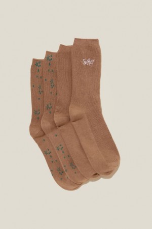 Cotton On The Perfect Pair Crew 2Pk Women's Socks Taurus | IlNJymtKFMc