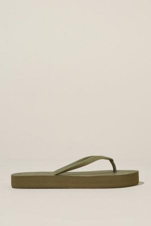 Cotton On The Rubi Flatform Flip Women's Sandals Olive | 20Cs5kSLIeP